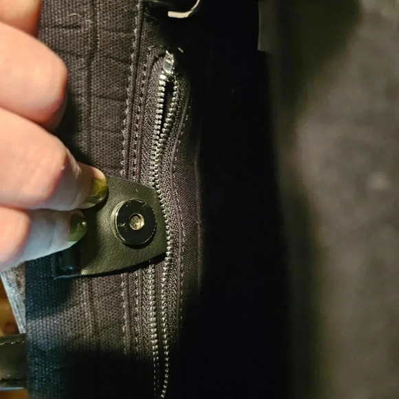 Zara | Black Mock Croc Mini Tote Bag/Faux Leather  and Fabric Satchel - Picture 8 of 15